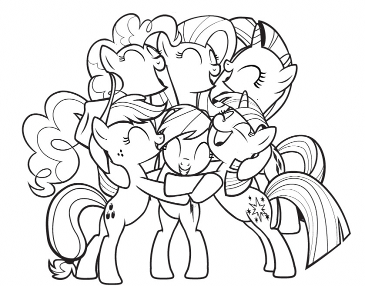 730x571 Incredible Design Ideas Mlp Coloring Pages Happy Ponies Hugging