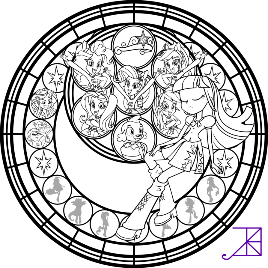 894x894 Equestria Girls Stained Glass Coloring Page By Akili Amethyst