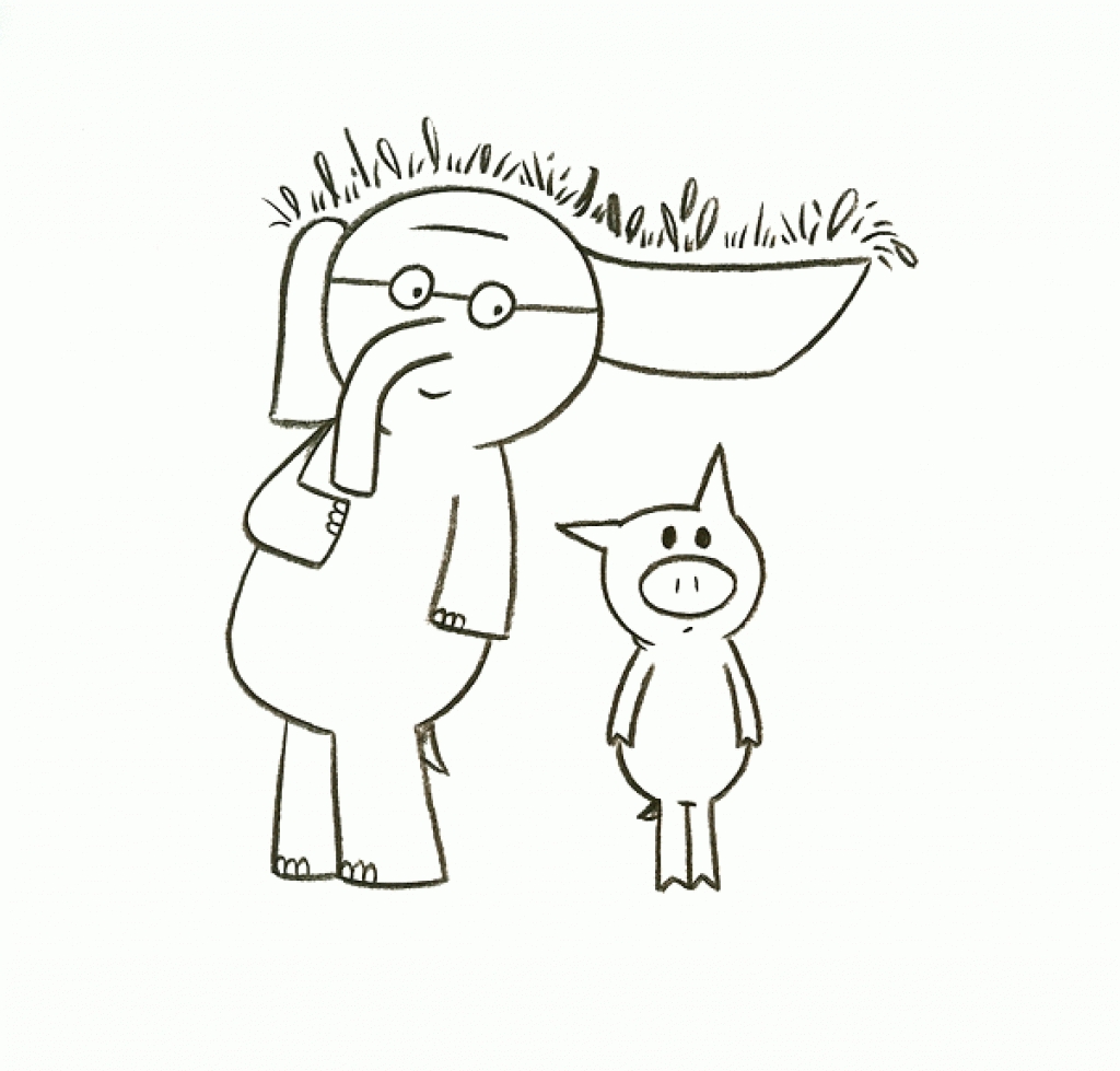 1024x979 Elephant And Piggie Coloring Pages Home Mo Willems Adorable