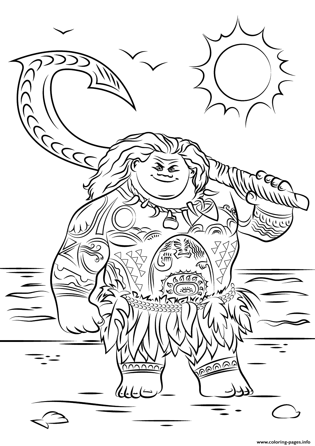 1060x1500 Maui From Moana Disney Coloring Pages Printable