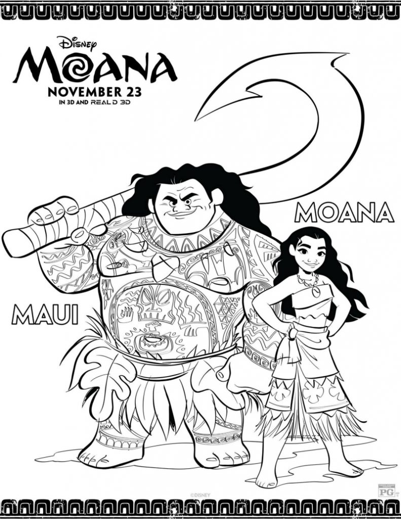 791x1024 Disney Maui And Moana Coloring Page Mama Likes This