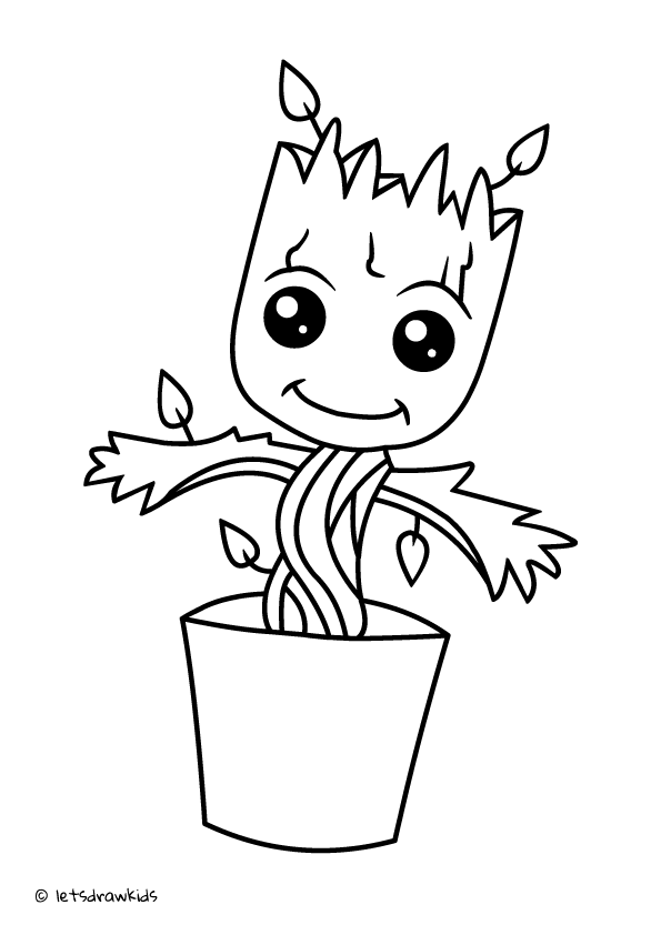 595x842 Cartoon Groot Coloring Page
