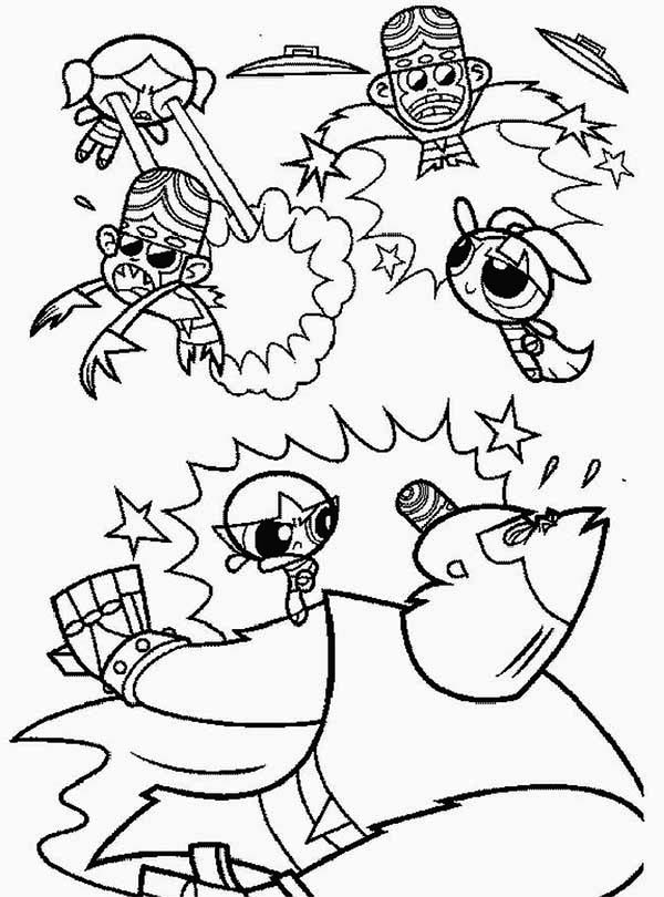 600x810 The Powerpuff Girls And Mojo Jojo Are Enemies Coloring Page