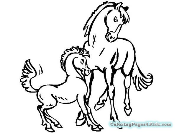 600x450 Mom And Baby Horse Printable Coloring Pages Coloring Pages For Kids