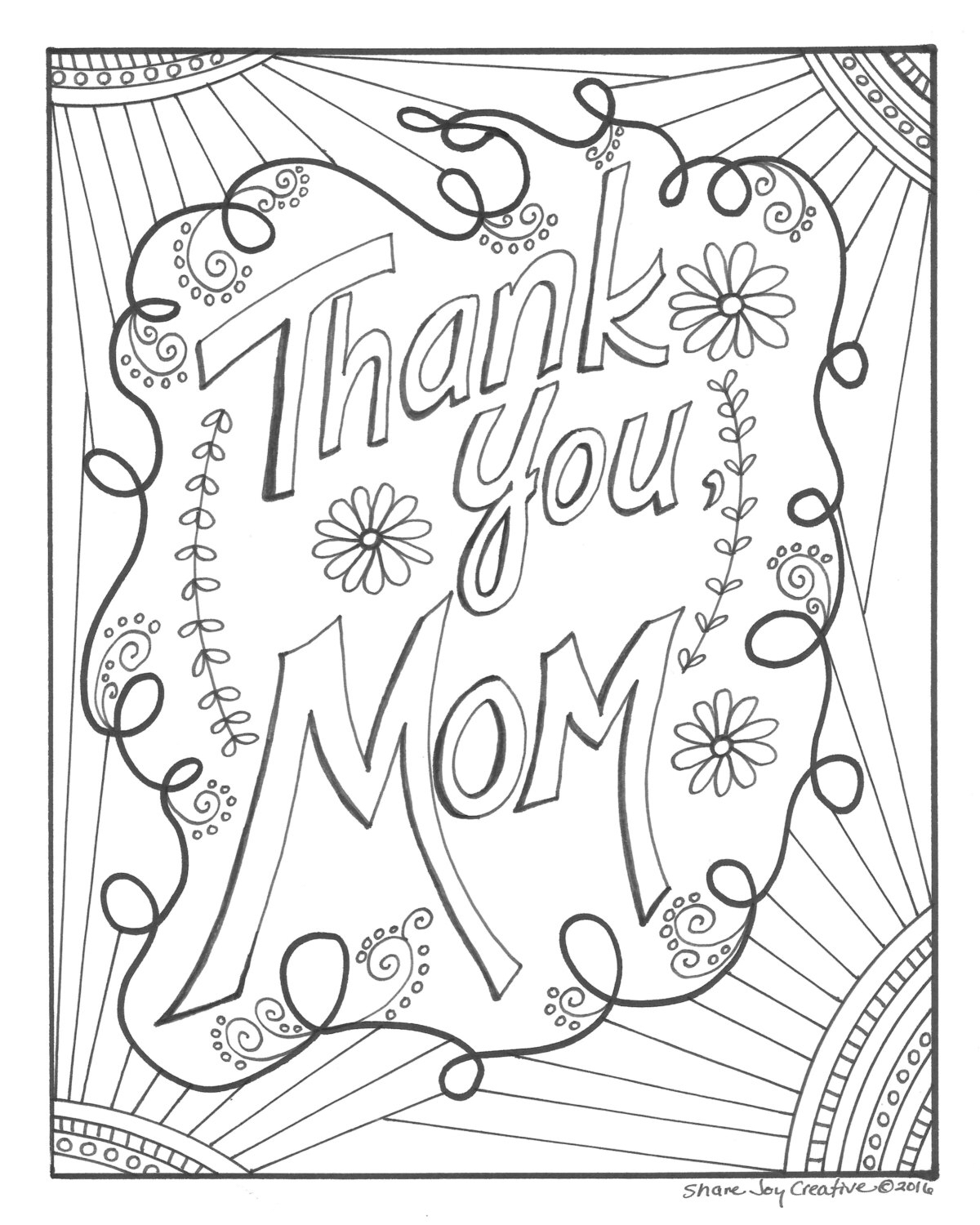1200x1500 Thank You, Mom! Coloring Page Madres
