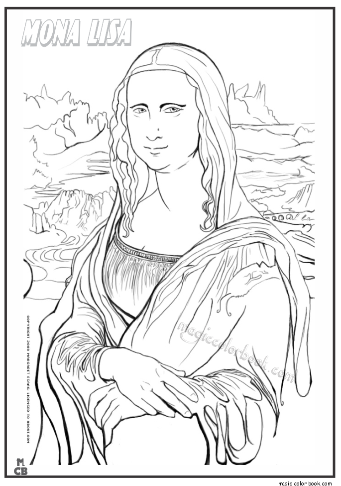 685x975 Famous People Coloring Pages Mona Lisa