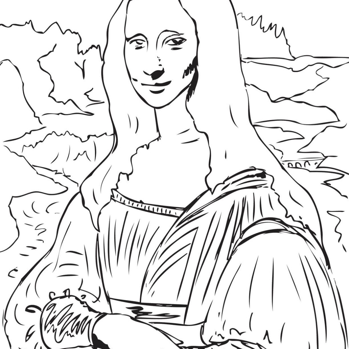 1224x1224 Mona Lisa Coloring Page La Gioconda Leonardo Vinci On Monalisa