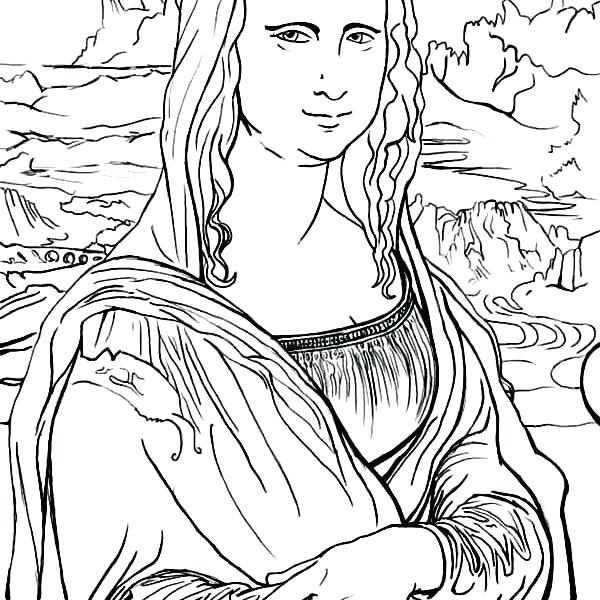 600x600 Beautiful Mona Lisa Coloring Page Printable Ideas Triamtereneus 8