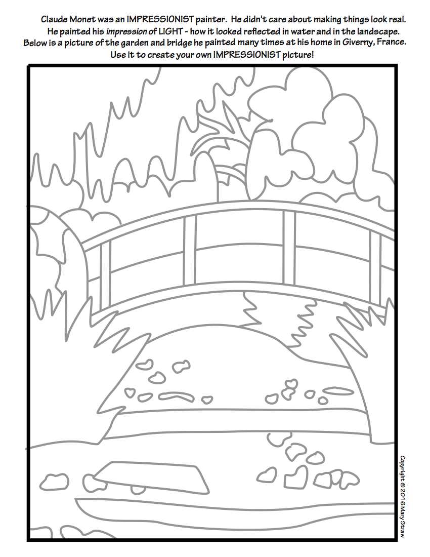 850x1100 Monet Coloring Pages