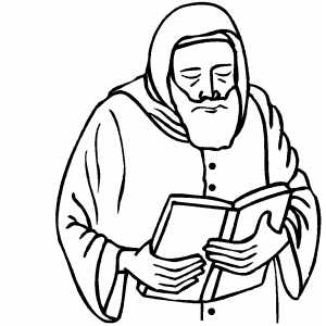 300x300 Monk Reading Bible Coloring Page