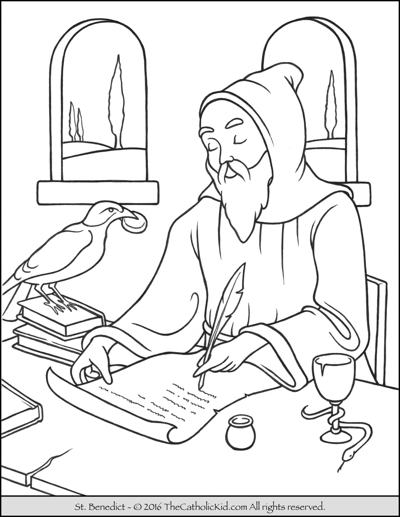 1275x1650 Saint Benedict Coloring Page