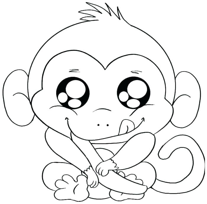 700x693 Monkey Coloring Pages Adults Difficult Animals Cute Monkey Free