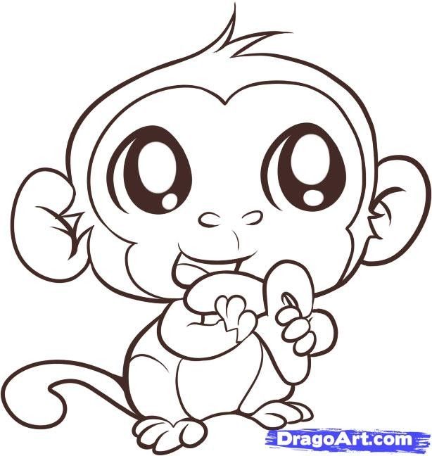 614x648 Cartoon Baby Monkey Coloring Pages