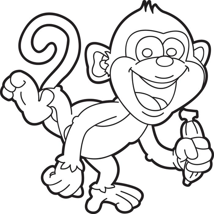 700x700 Monkey Pictures To Color Printable Monkey Coloring Pages