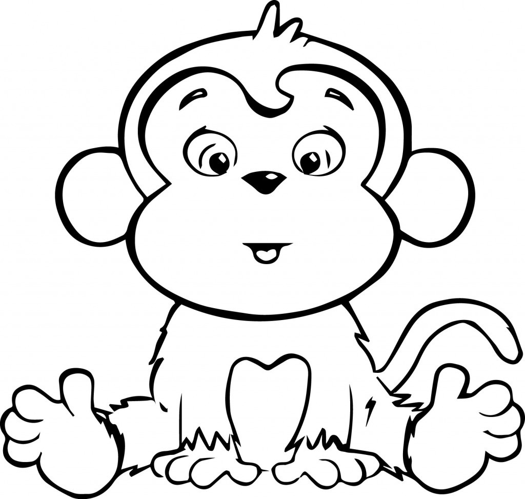 1024x973 Baby Monkey Coloring Pages Printable Throughout Amazing Cute