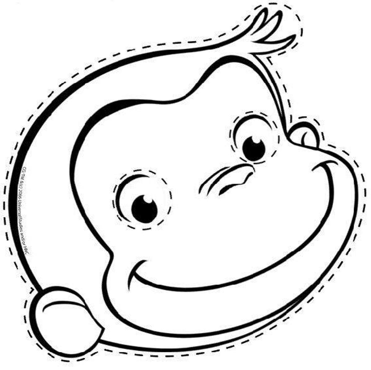 1196x1192 A Simple Monkey Face Coloring Page