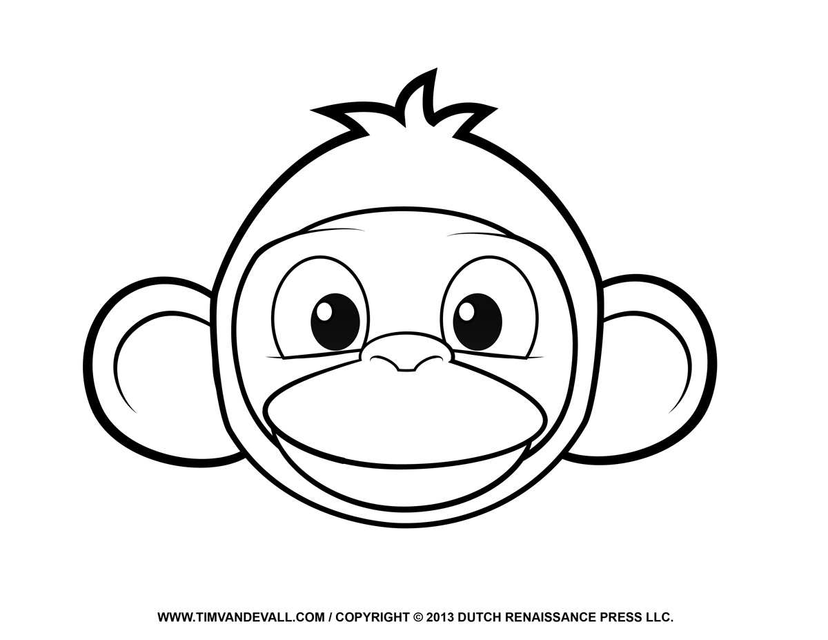 1200x927 Monkey Face Coloring Page