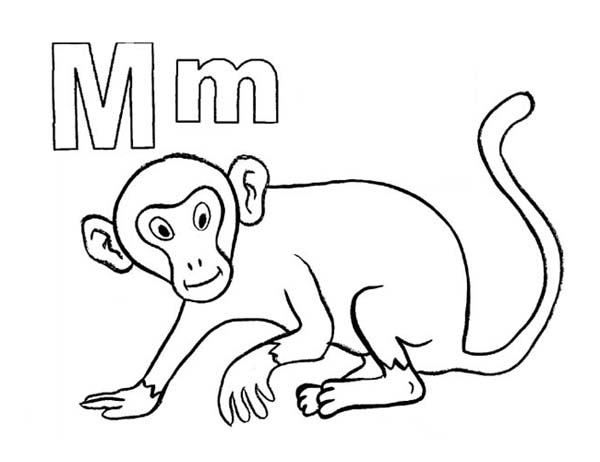 600x462 M Letter For Mr Monkey Coloring Page