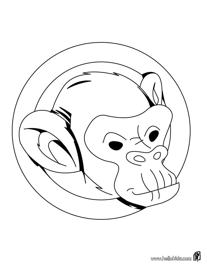 820x1060 Monkey's Head Coloring Sheet. More Jungle Animals Coloring Pages