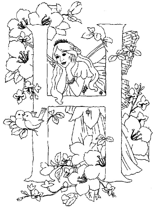 600x819 Letter H Alphabet Fairy Is Missing Someone Coloring Pages Ba