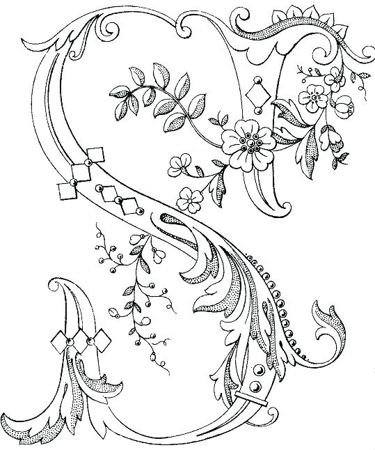 539x646 Illuminated Letters Coloring Pages