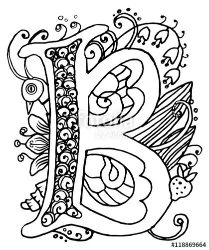 419x500 Drop Cap With Floral Ornaments. Vector Illustration Of A Printing