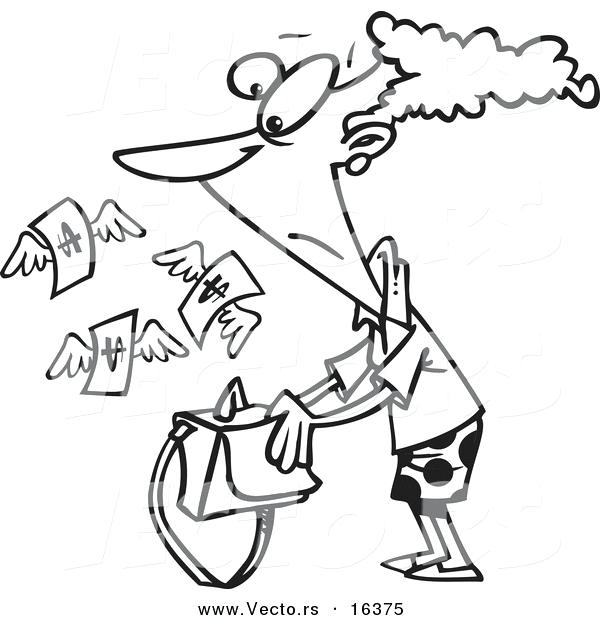 600x620 Monopoly Coloring Pages Vector Of A Cartoon Purse Outlined