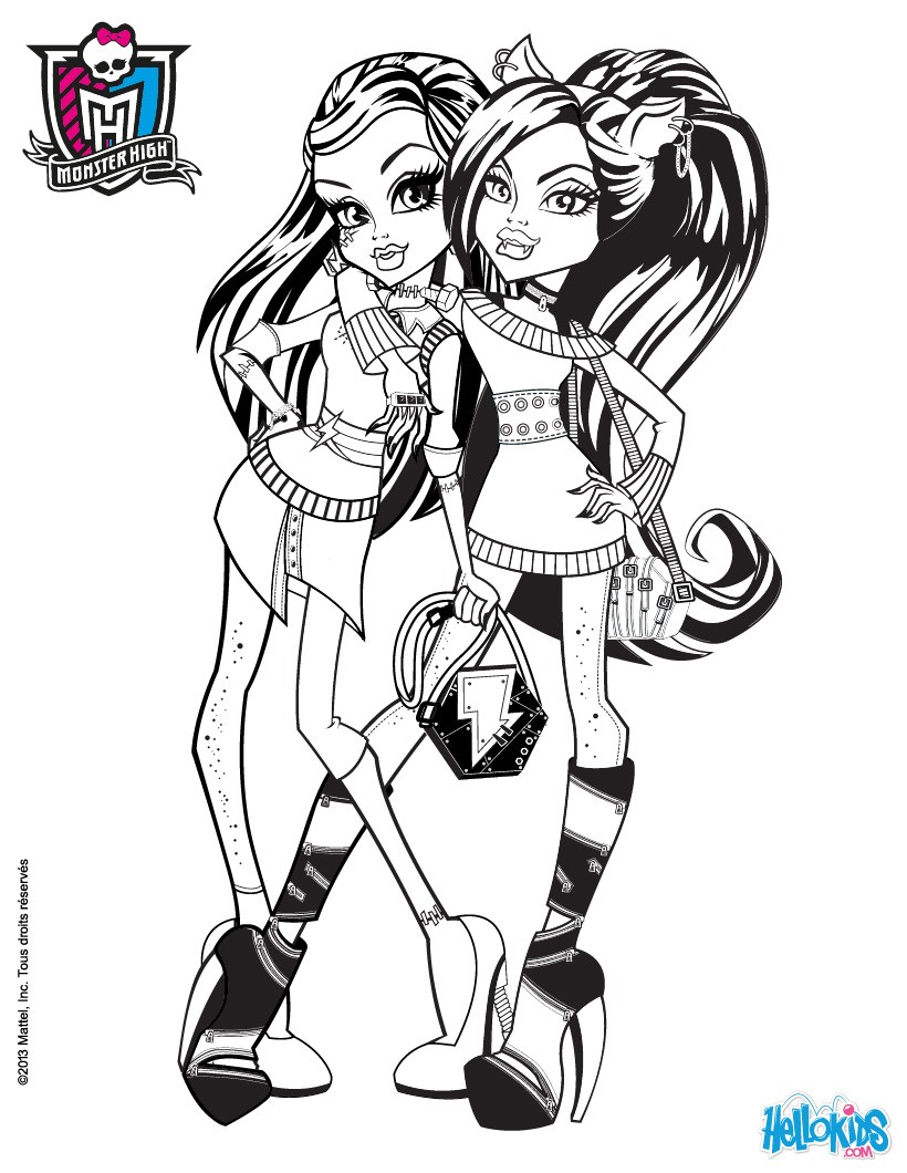 820x1060 Frankie Stein And Clawdeen Wolf Coloring Pages