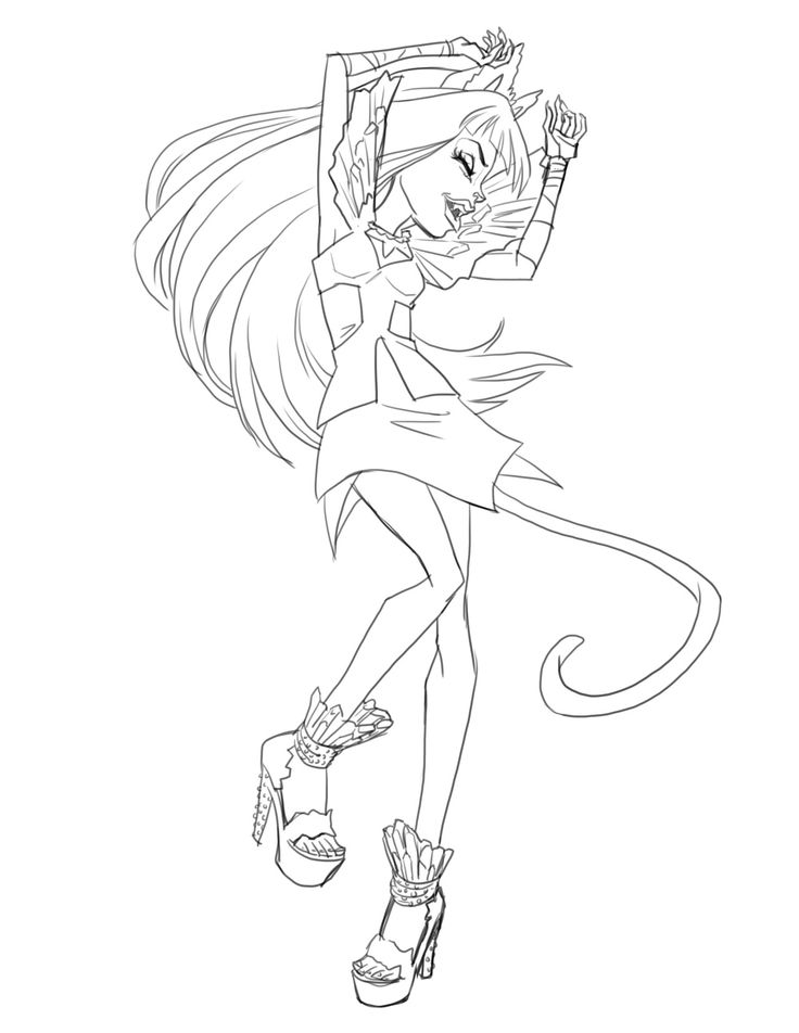 Monster High Coloring Pages Catty Noir