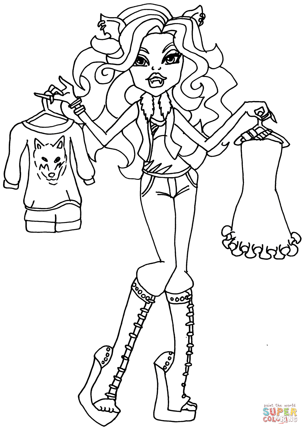 1023x1447 I Heart Fashion Clawdeen Wolf Super Coloring 2 Color Monster