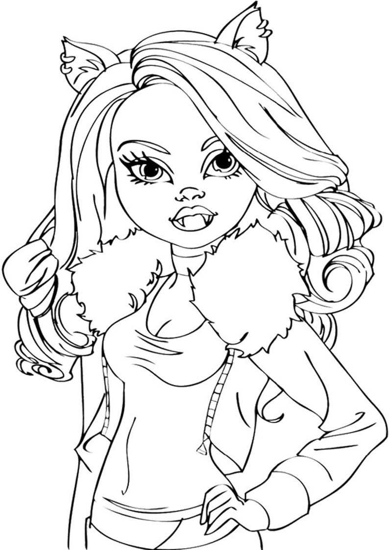 794x1123 Kolorowanki Monster High, Malowanka Clawdeen Wolf Dla Dziewczynek