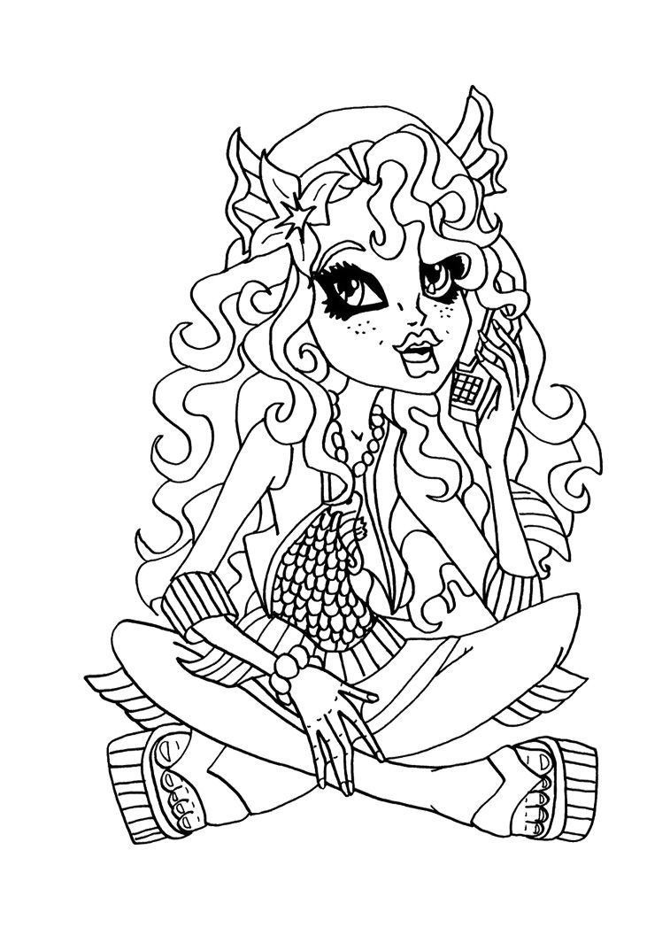 757x1056 Lagoona Blue On The Phone Coloring Page Monster High Coloring