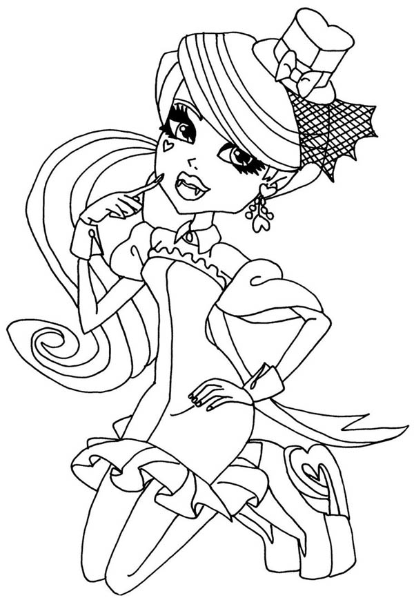 600x866 Draculaura Is Going To Party In Monster High Coloring Page Color