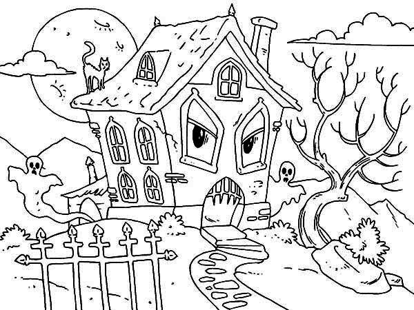 600x450 Pictuure Of Haunted House Coloring Page Pictuure Of Haunted House