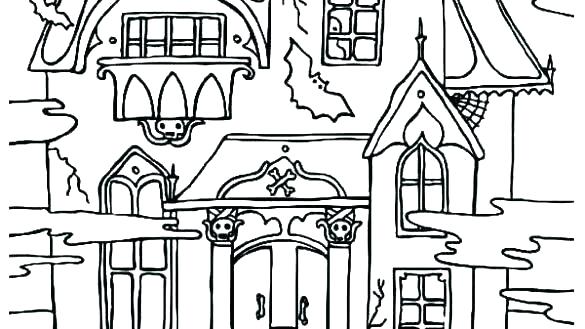 585x329 Haunted House Coloring Pages Haunted House Coloring Page Monster