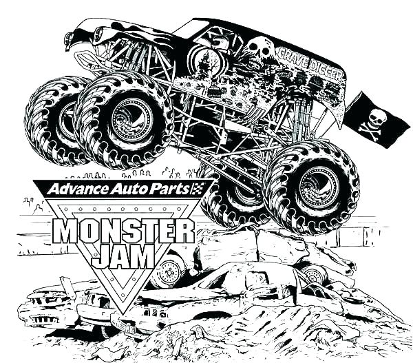 600x527 Monster Truck Printable Coloring Pages Monster Truck Coloring