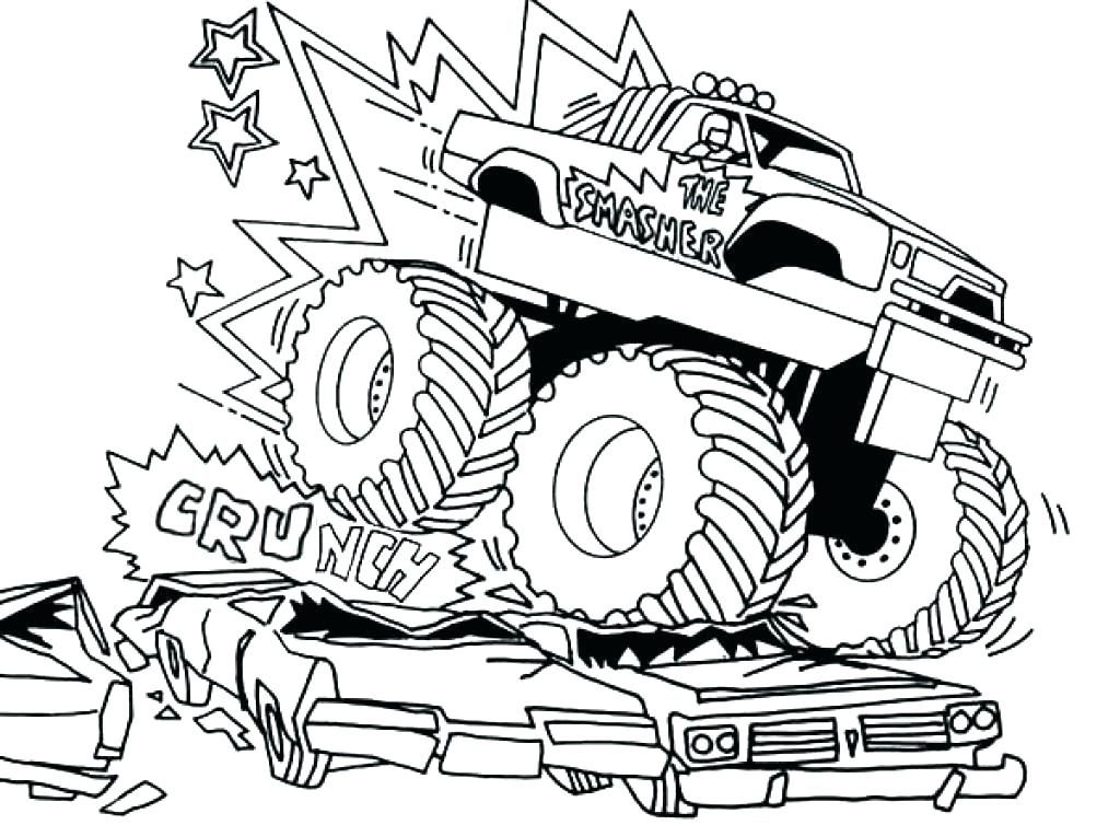 1024x754 Monster Truck Coloring Pages Free Printables Farmacina Monster Jam