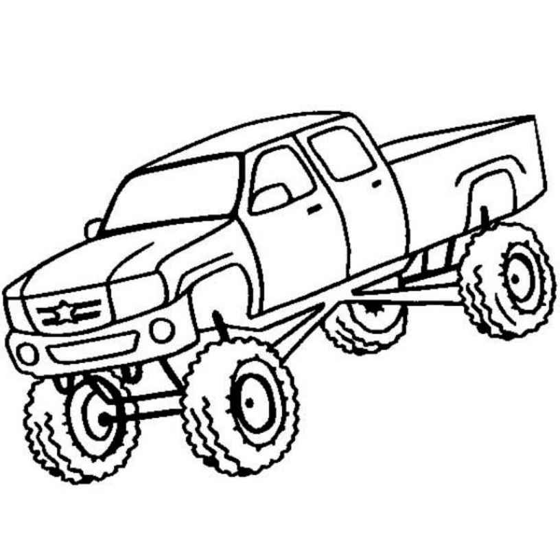 816x816 Drawing Monster Truck Coloring Pages With Kids