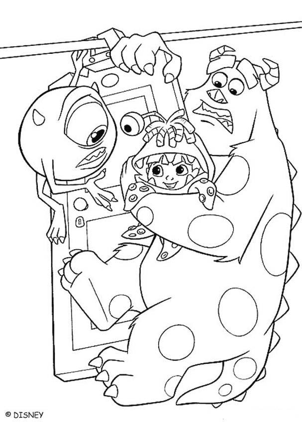 607x850 Mike, Sulley And Boo Coloring Pages
