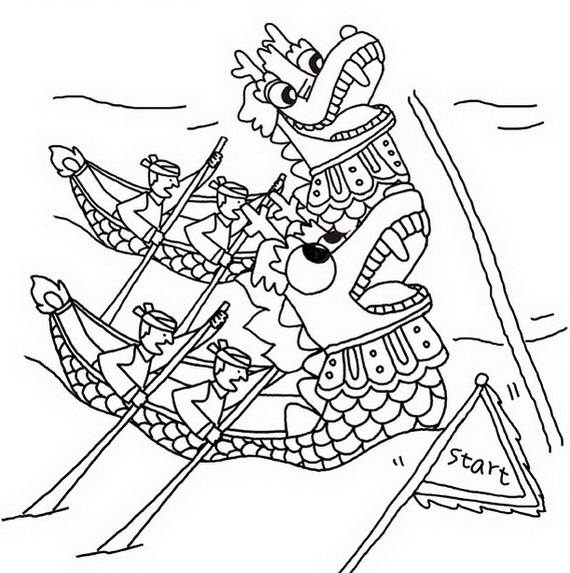 570x573 Chinese Dragon Boat Festival Coloring Pages