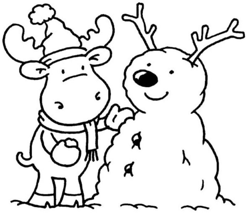 788x681 Moose Coloring Pages For Christmas