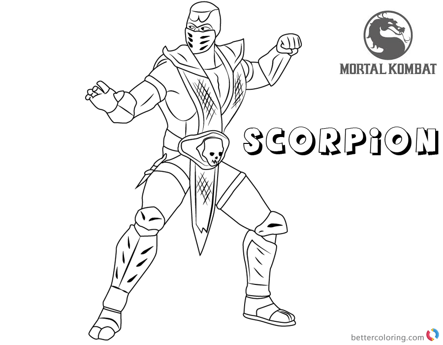 900x700 Mortal Kombat Coloring Pages Scorpion