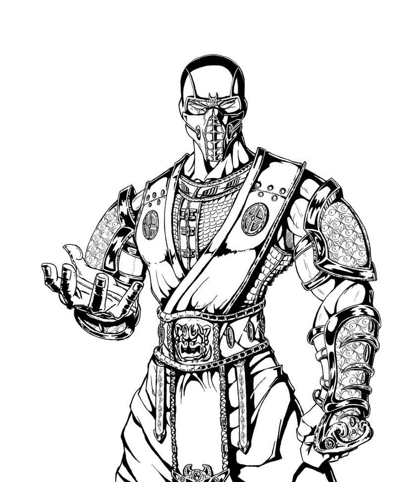 822x972 Mortal Kombat Coloring Pages Subzero Printable
