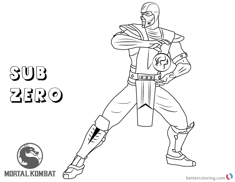 900x700 Mortal Kombat Coloring Mortal Kombat Coloring Pages Sub Zero Free