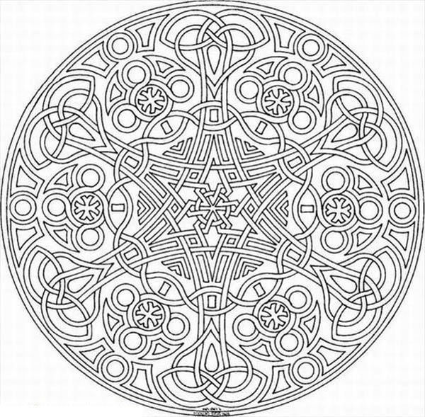 600x589 Sacred Geometry Mosaic Coloring Page
