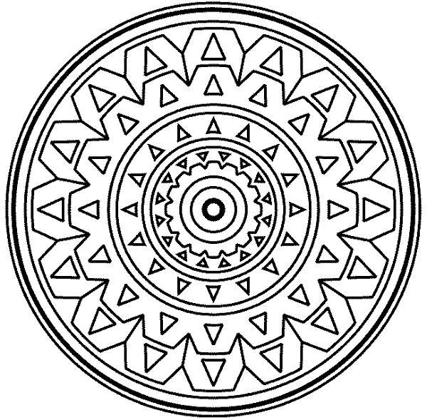 600x589 Medallion Mandala Mosaic Coloring Page