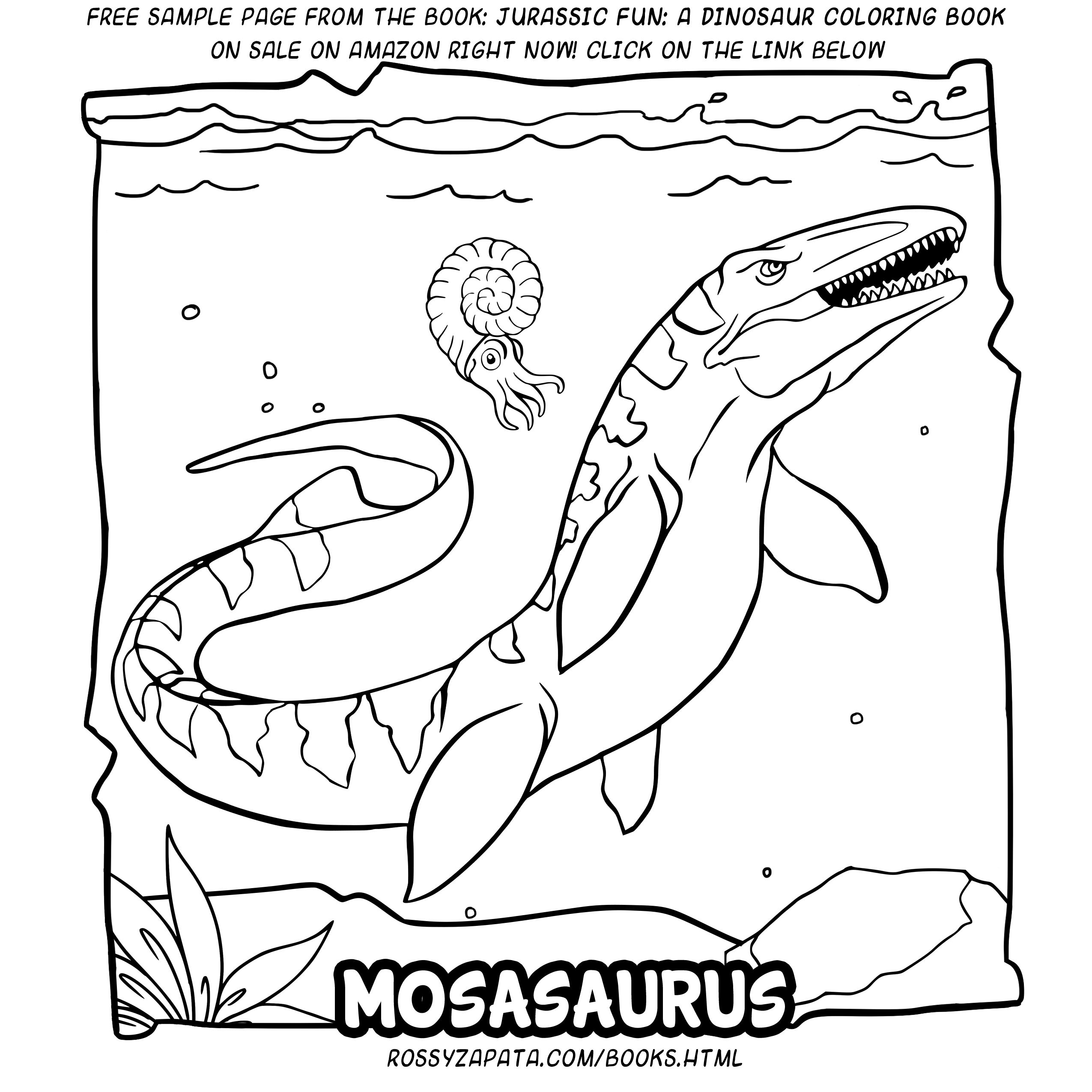 2550x2550 Free Coloring Page Sample From The Book Jurassic Fun A Dinosaur