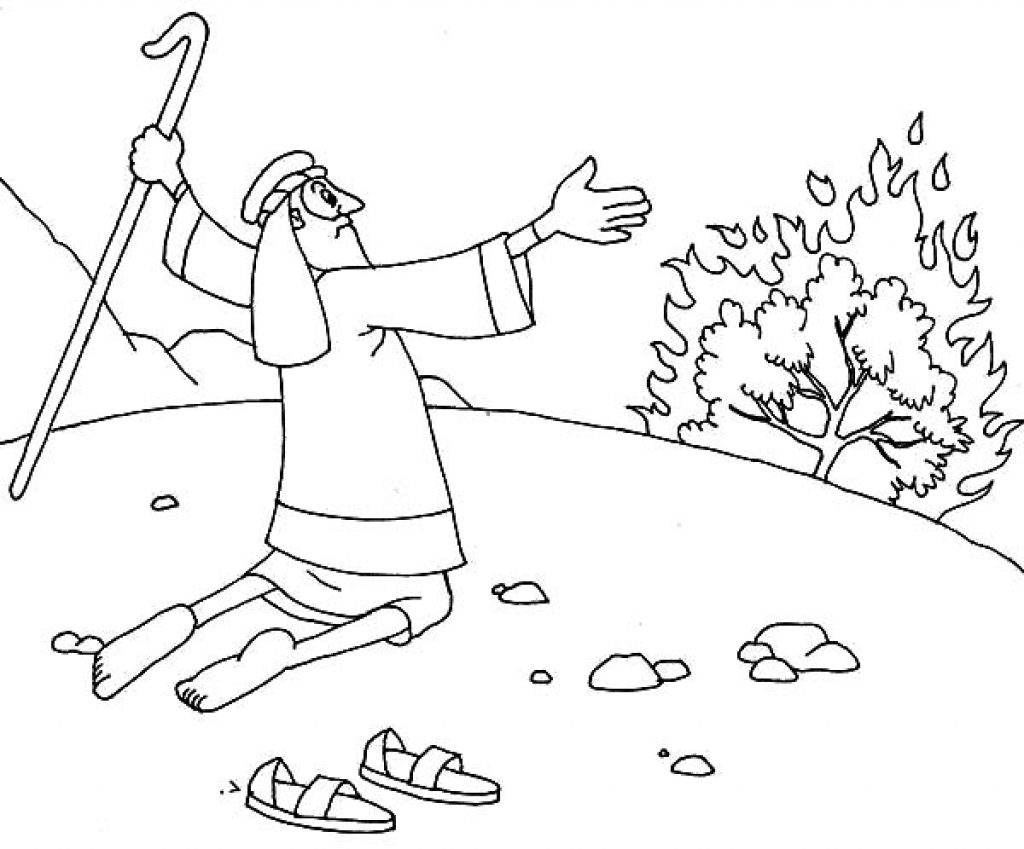 Moses And The Burning Bush Coloring Page