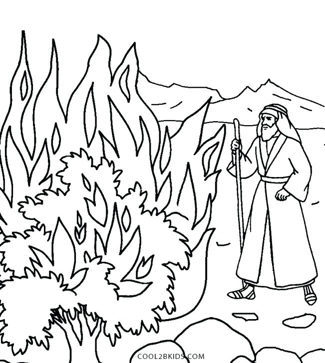 651x728 Moses And The Burning Bush Coloring Pages And The Burning Bush