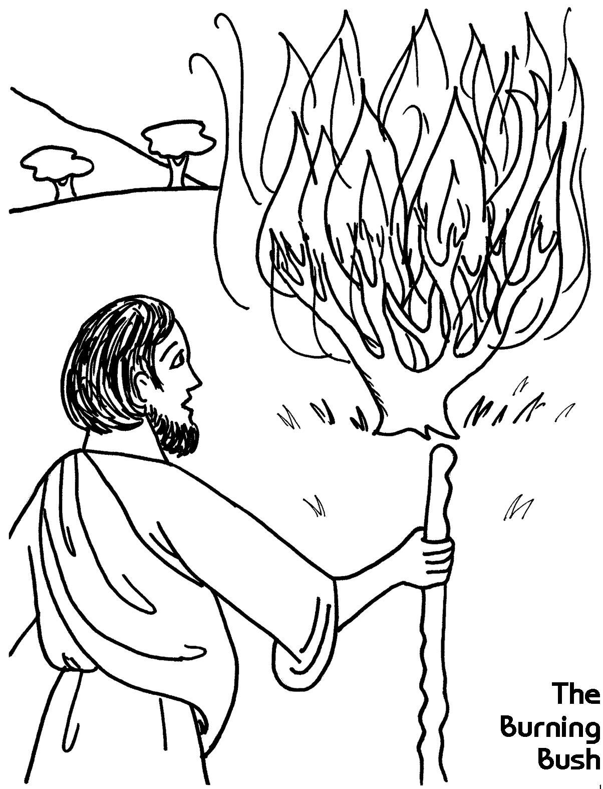1204x1575 7 Moses And Burning Bush Coloring Page Exodus 3 The Outstanding